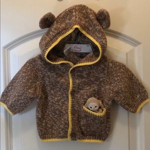 Monkey sweater for baby 0-3 mos